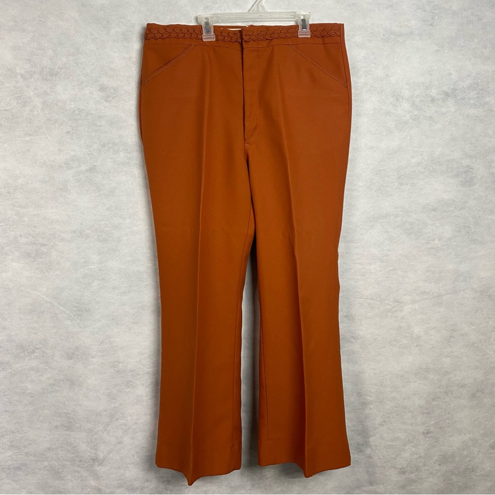 Vintage 70s The Fellini Collection Flare Pants Mens 34x28 Orange Unique Flaw